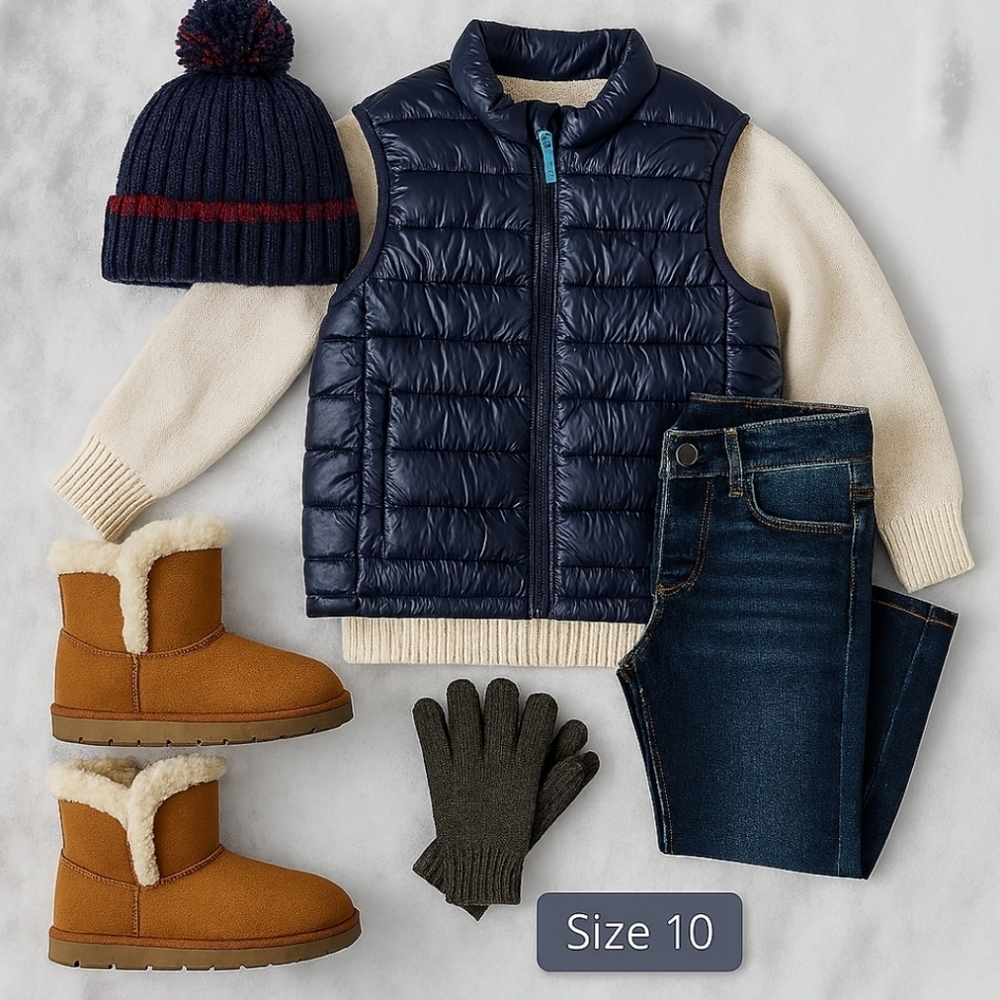 Primary Kids Puffer Vest – Navy Size 10